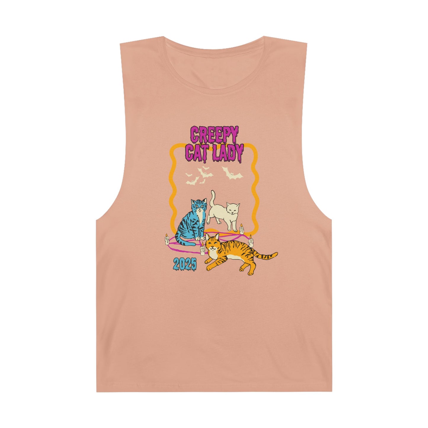 Creepy Cat Lady Tank, Unisex Halloween Tank Top, Cat Lover Gift, Vintage Cat Design, Cozy Summer Wear, Animal Lover Apparel