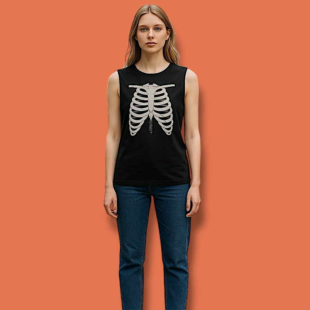 100% Cotton Skeleton Muscle Tank, Gym Apparel, Workout Top, Fitness Shirt, Halloween Costume, Casual Summer Wear