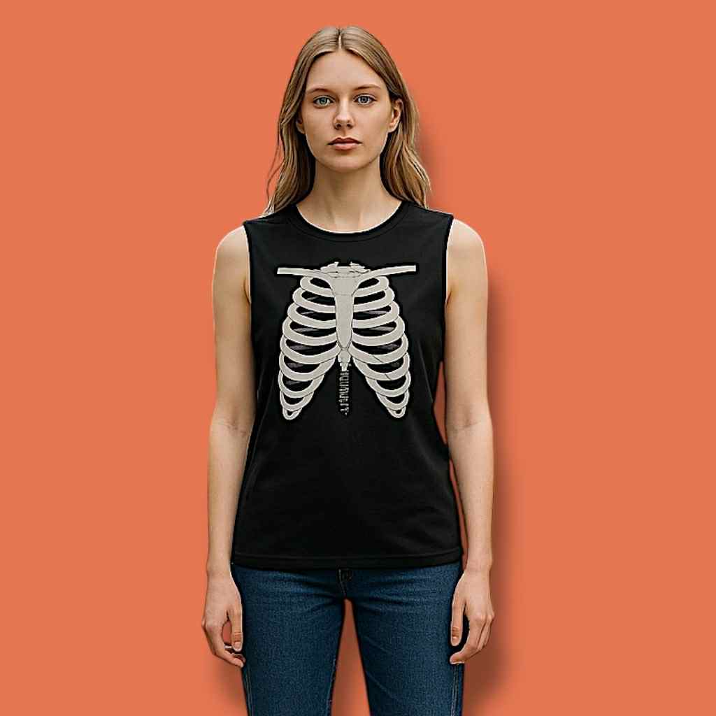 100% Cotton Skeleton Muscle Tank, Gym Apparel, Workout Top, Fitness Shirt, Halloween Costume, Casual Summer Wear