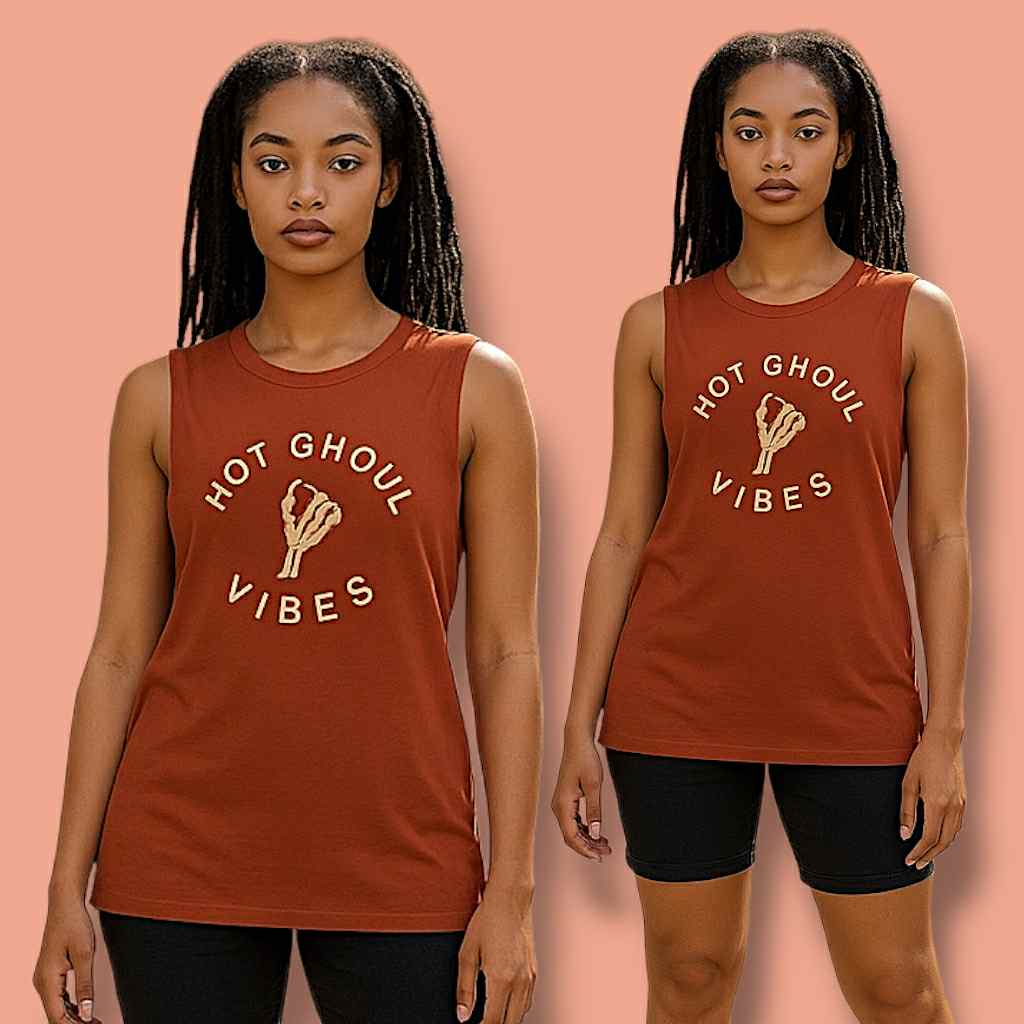 100% Cotton Hot Ghoul Muscle Tank Sleeveless Shirt, Spooky Season Apparel, Festival Wear, Halloween Party Outfit