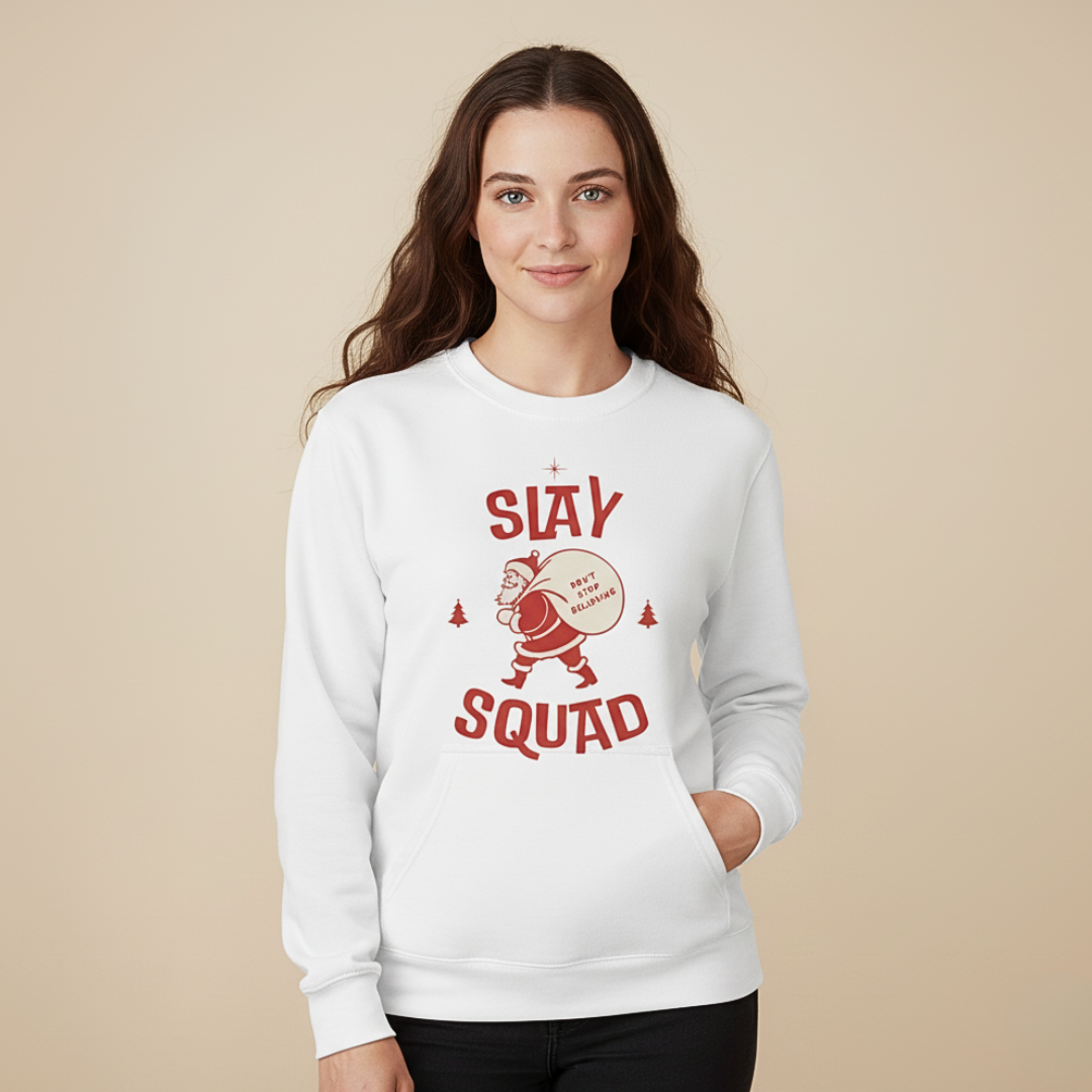 Slay Squad Sweatshirt, Cozy Crewneck, Unisex Fleece, Holiday Gift, Sports Team Apparel, Casual Comfort Wear