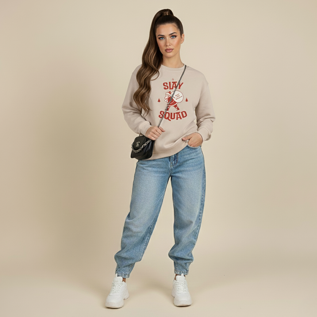 Slay Squad Sweatshirt, Cozy Crewneck, Unisex Fleece, Holiday Gift, Sports Team Apparel, Casual Comfort Wear