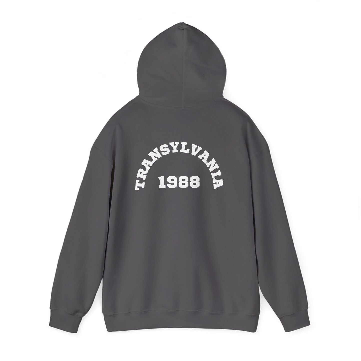 Transylvania 1988 Unisex Hooded Sweatshirt, Cozy Style, Halloween, Gift for Him/Her, Vintage Sweatshirt, Fall Fashion, Layering Piece