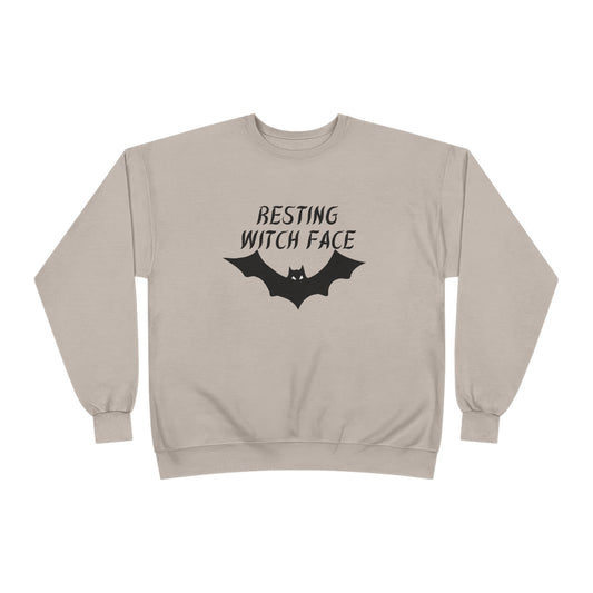 Resting Witch Face Eco-Friendly Crewneck Sweatshirt, Unisex Halloween Apparel, Cozy Fall Fashion, Spooky Gift for Her, Unique Casual Wear