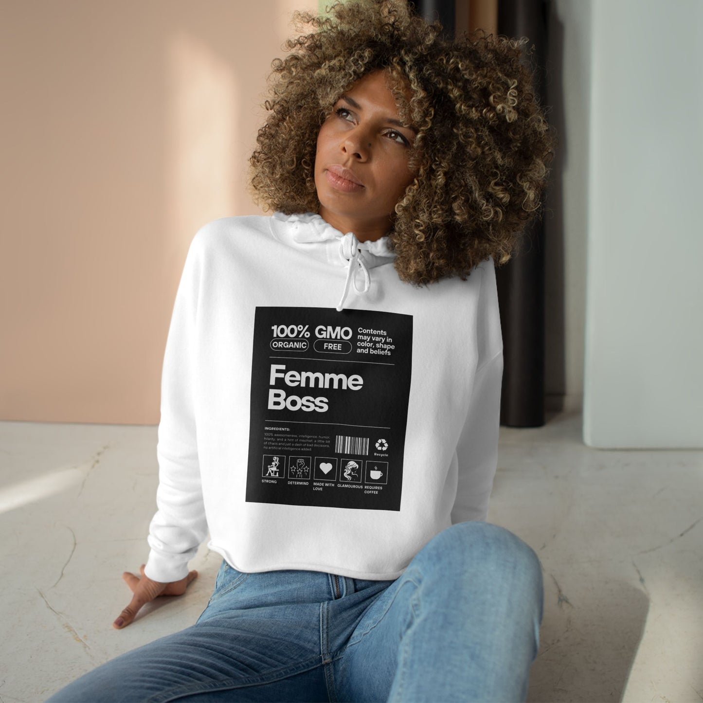 100% Femme Boss Crop Hoodie
