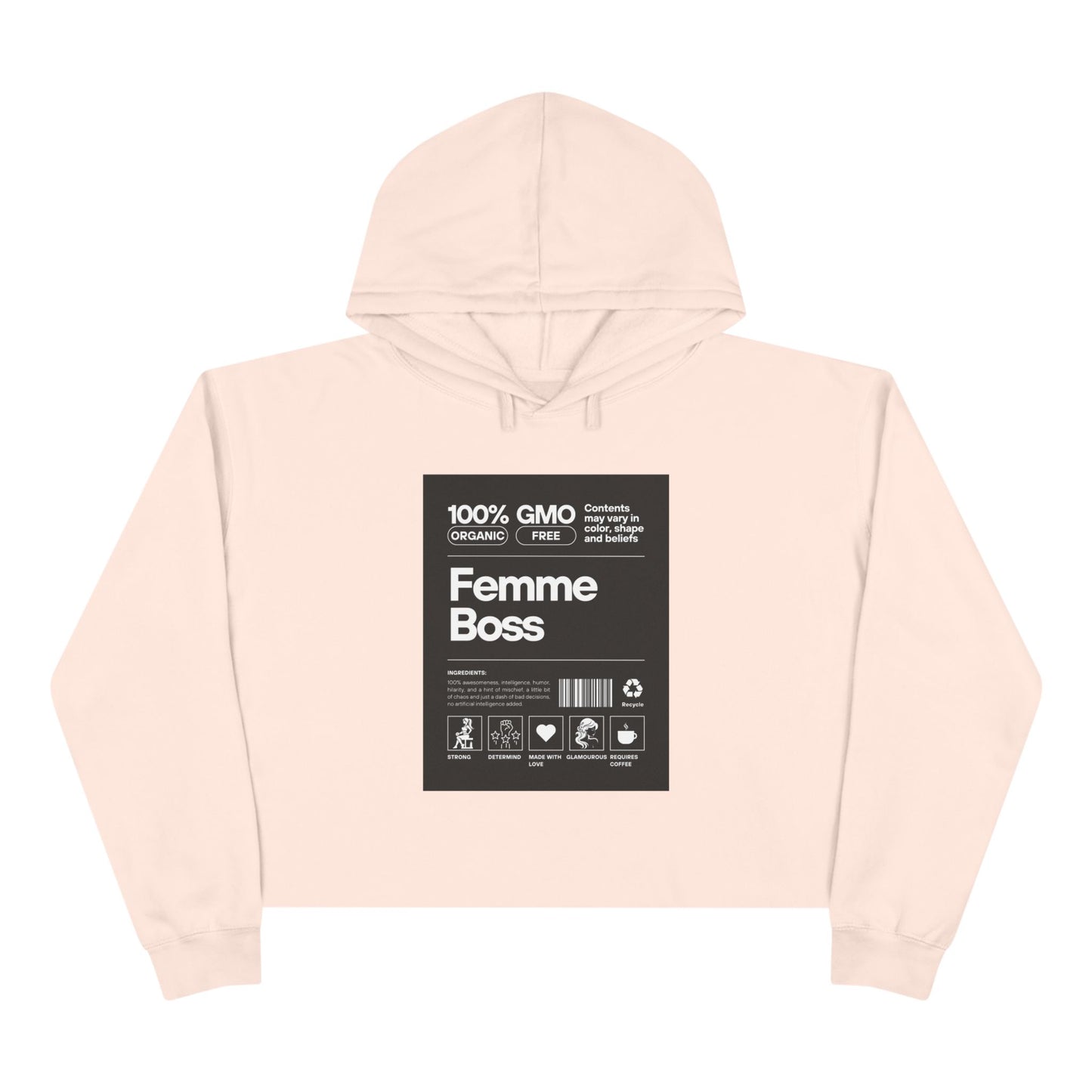 100% Femme Boss Crop Hoodie