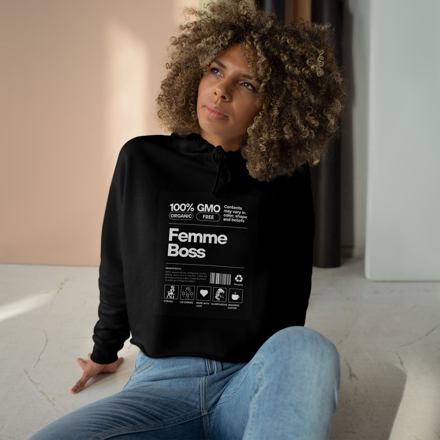 100% Femme Boss Crop Hoodie