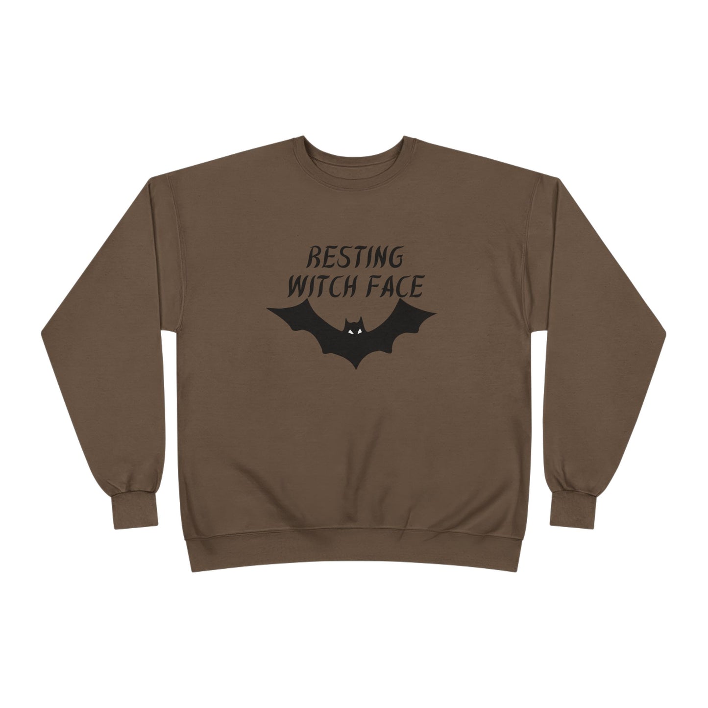 Resting Witch Face Eco-Friendly Crewneck Sweatshirt, Unisex Halloween Apparel, Cozy Fall Fashion, Spooky Gift for Her, Unique Casual Wear