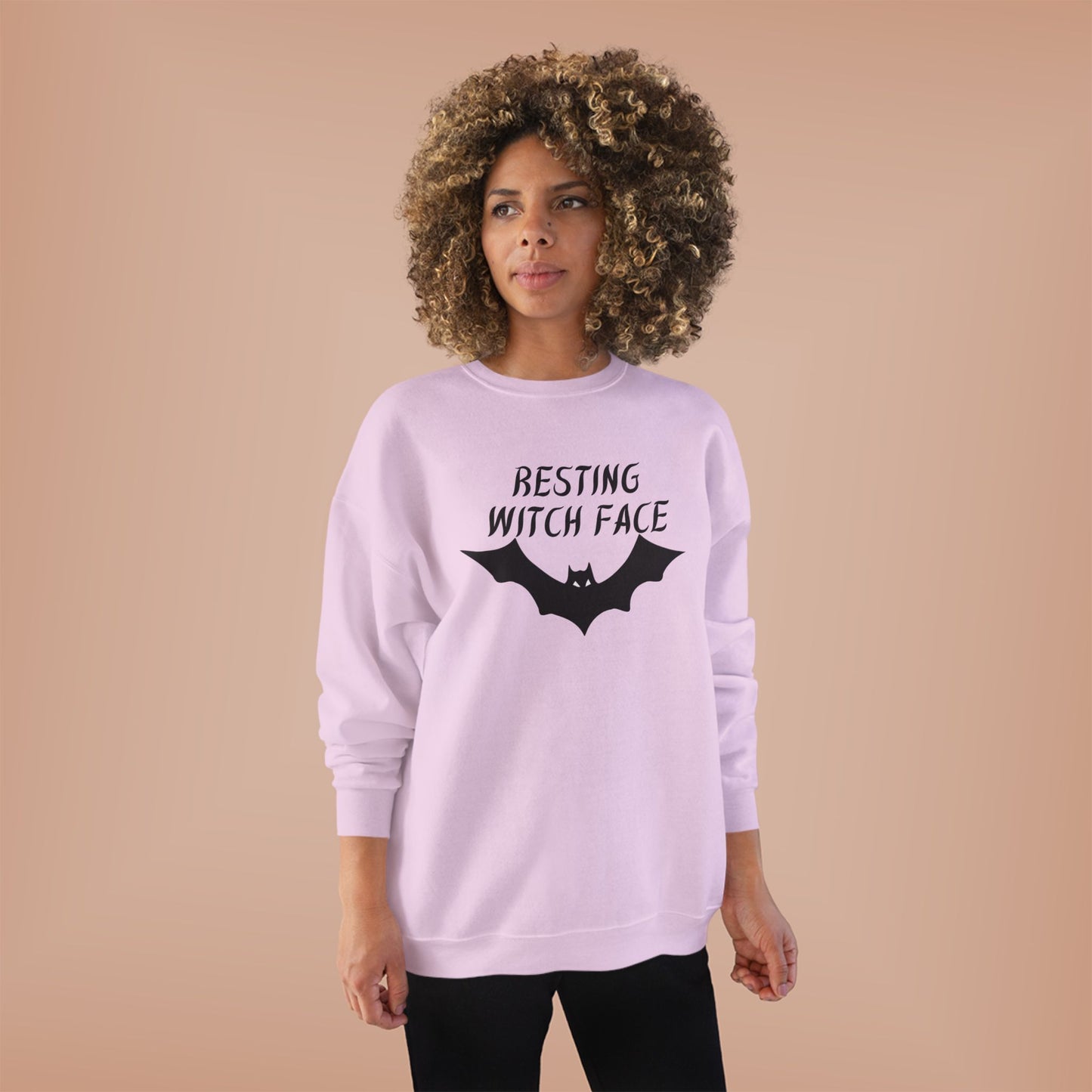 Resting Witch Face Eco-Friendly Crewneck Sweatshirt, Unisex Halloween Apparel, Cozy Fall Fashion, Spooky Gift for Her, Unique Casual Wear