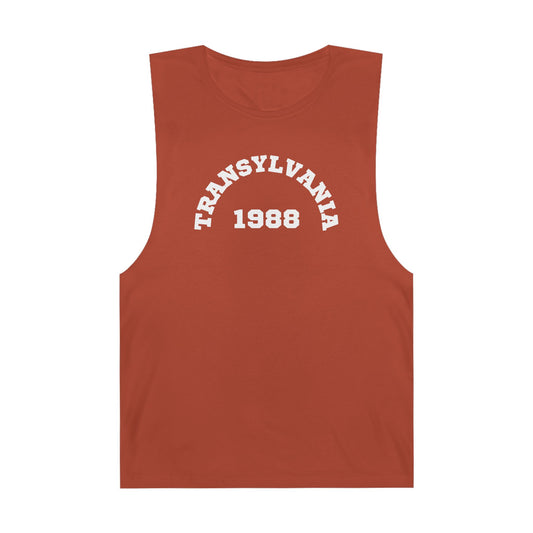 100% Cotton Vintage-Inspired Muscle Tank Top, 1988 Transylvania Retro Tee, Summer Festival Wear, Relaxed Fit Casual Shirt