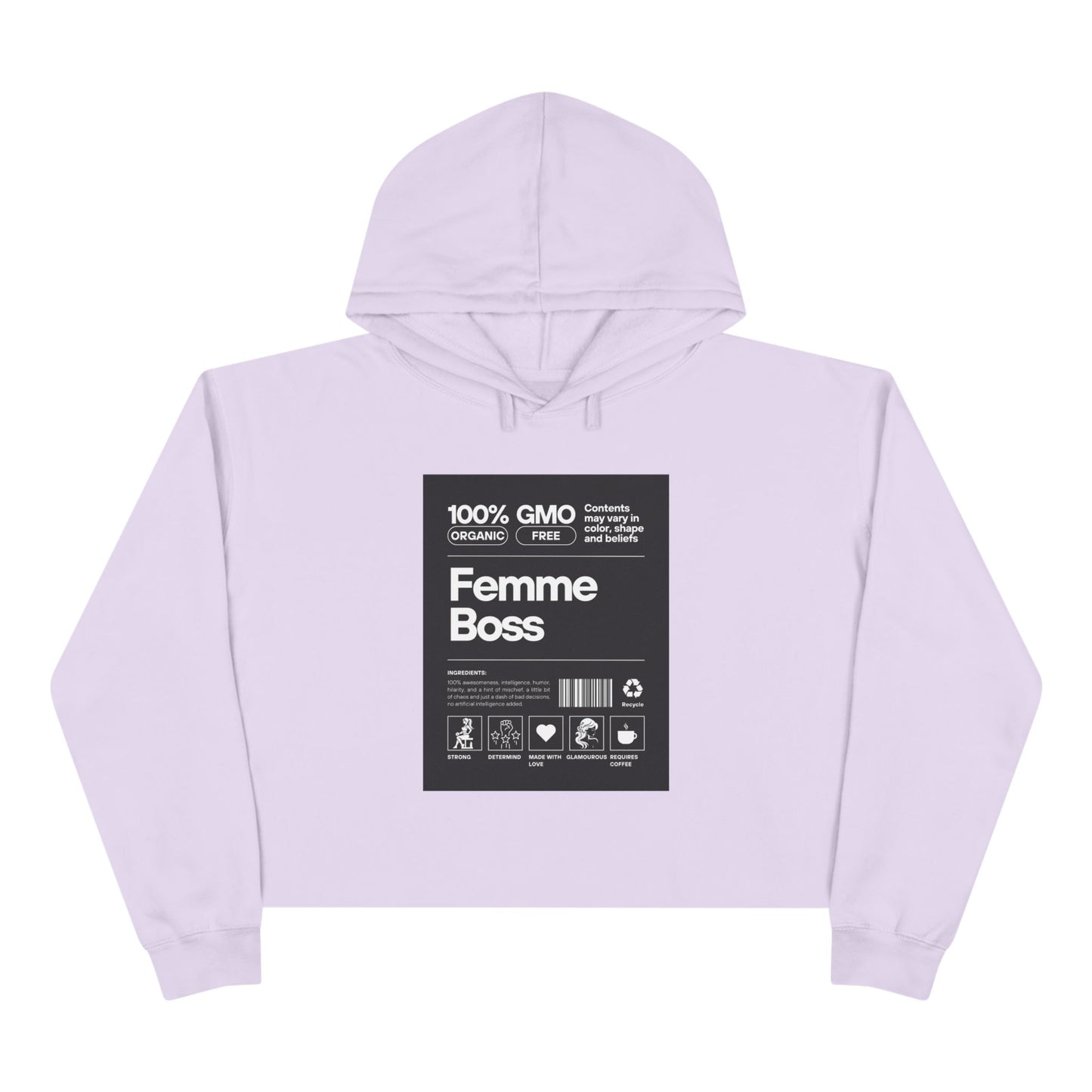 100% Femme Boss Crop Hoodie