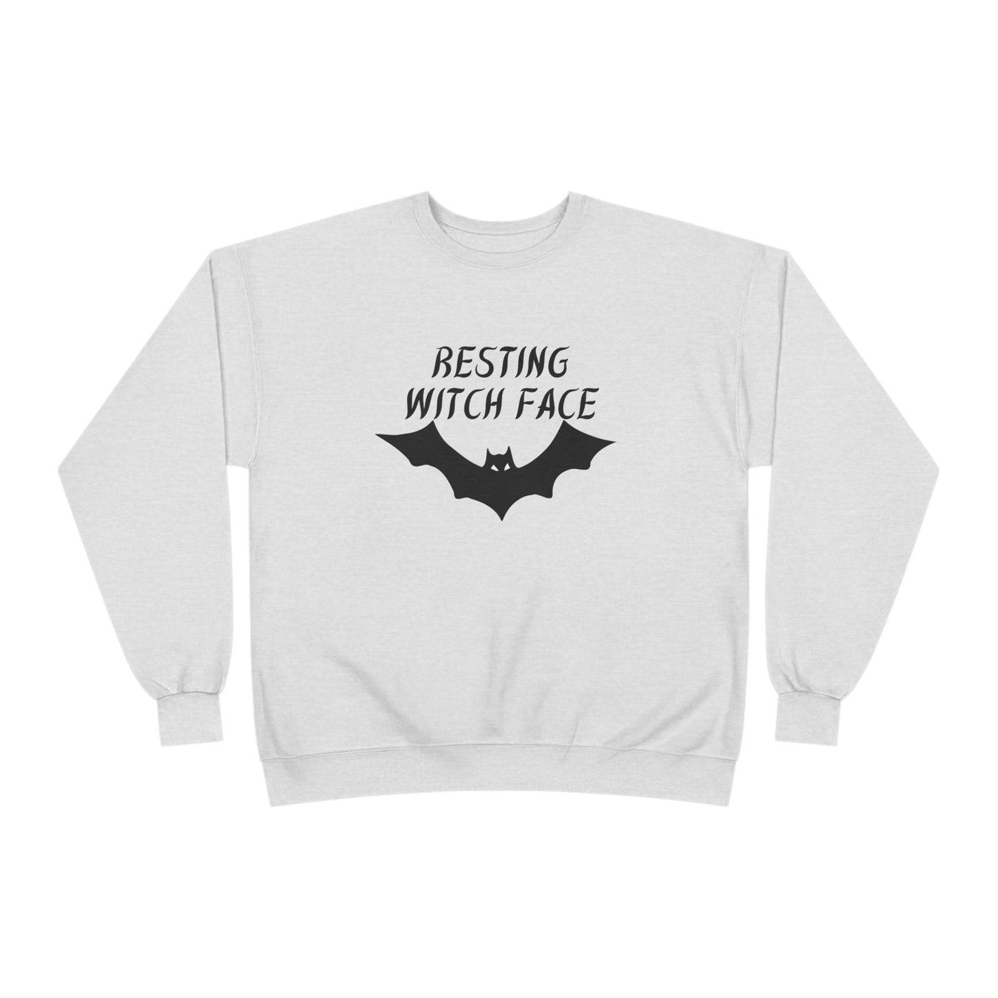 Resting Witch Face Eco-Friendly Crewneck Sweatshirt, Unisex Halloween Apparel, Cozy Fall Fashion, Spooky Gift for Her, Unique Casual Wear