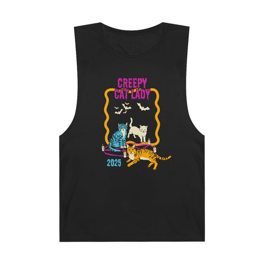 Creepy Cat Lady Tank, Unisex Halloween Tank Top, Cat Lover Gift, Vintage Cat Design, Cozy Summer Wear, Animal Lover Apparel