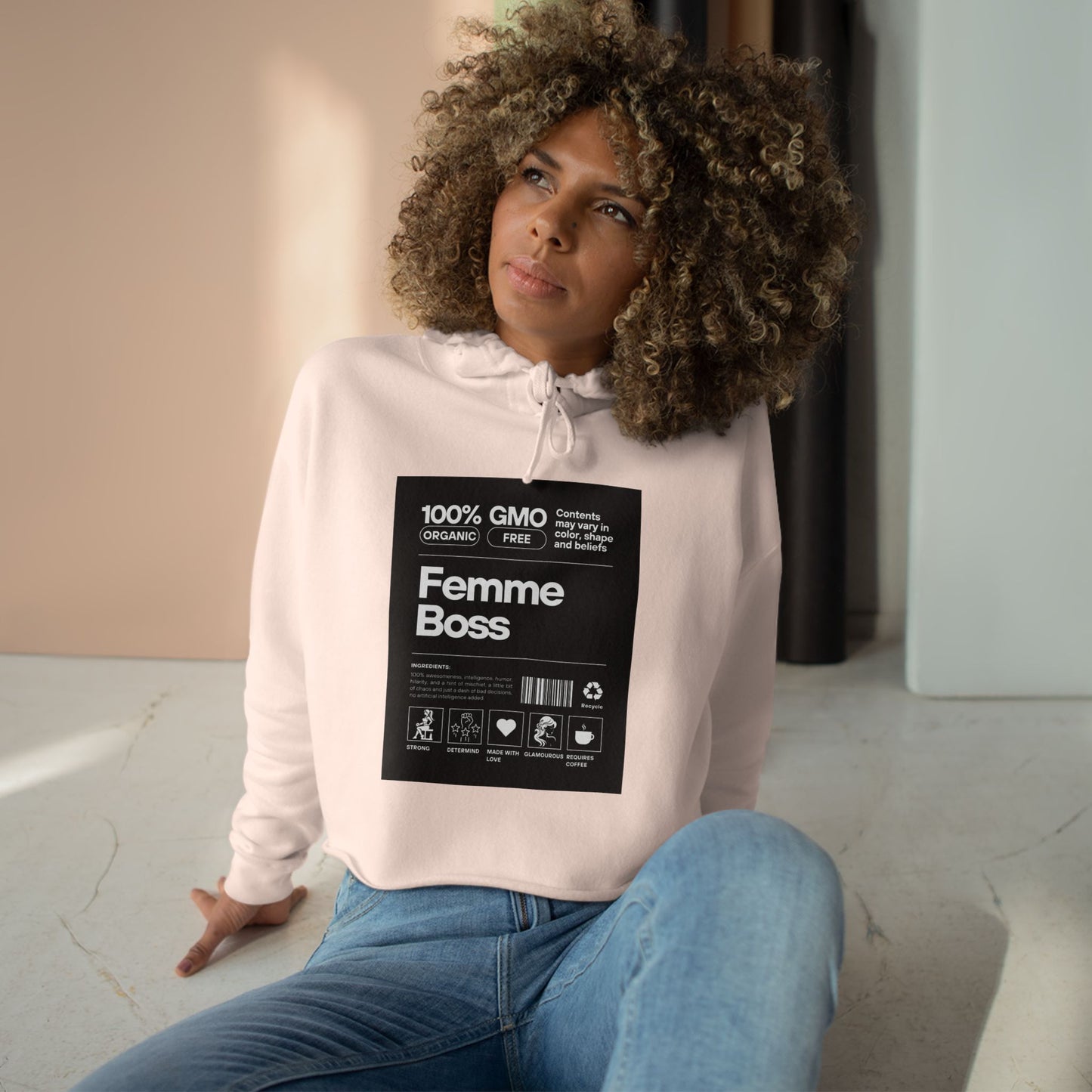 100% Femme Boss Crop Hoodie