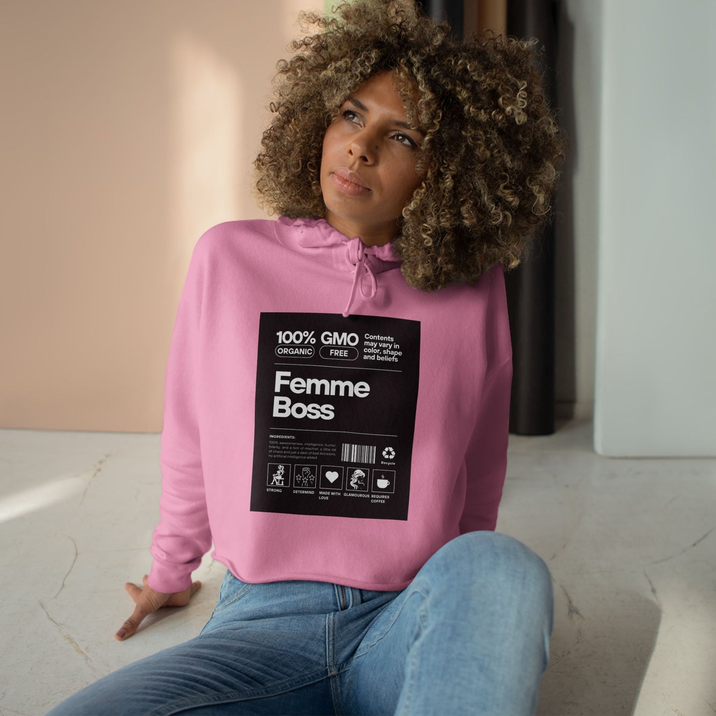 100% Femme Boss Crop Hoodie