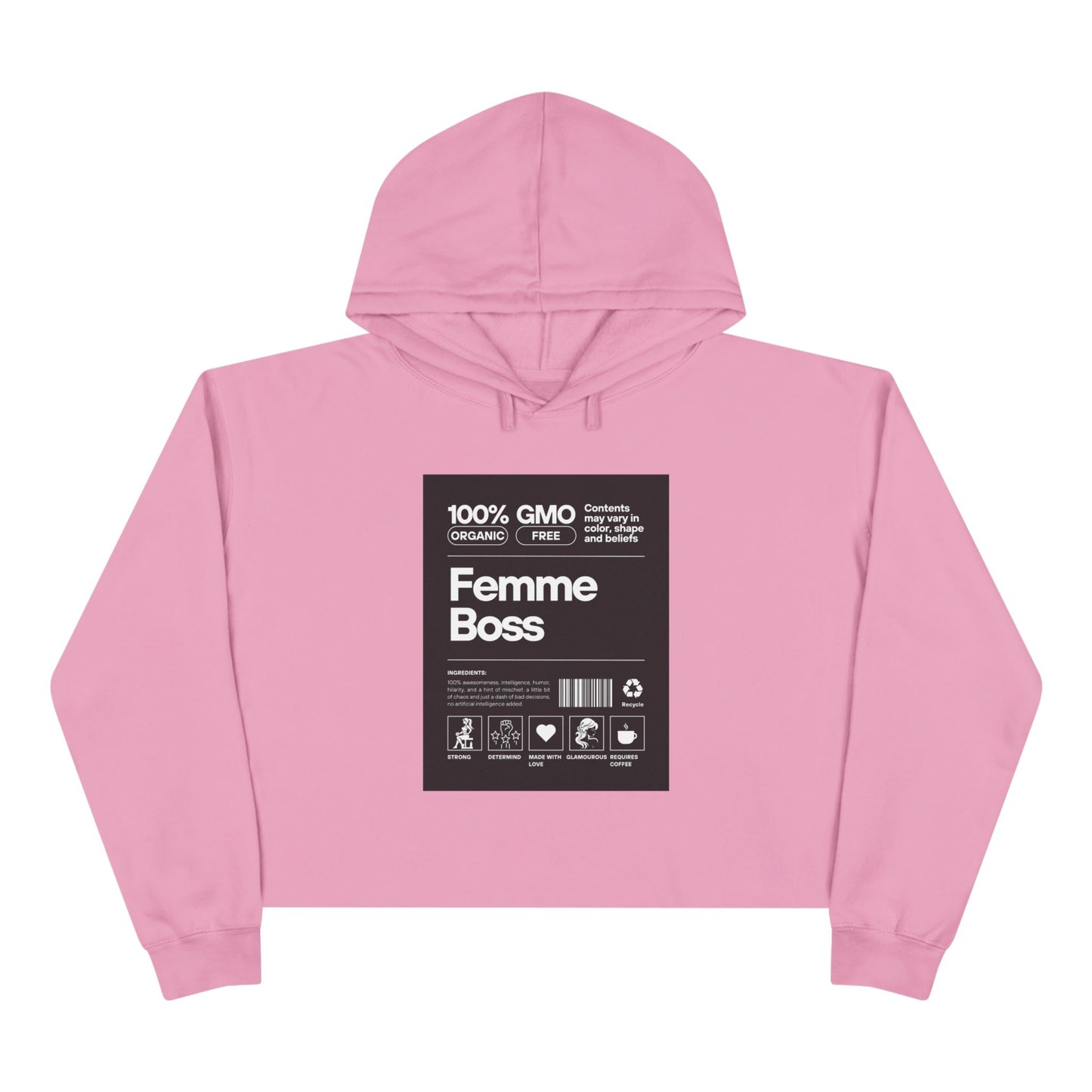 100% Femme Boss Crop Hoodie
