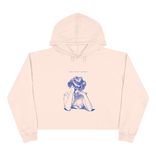 Femme Crop Hoodie - 'Usual Fuck Off' Graphic