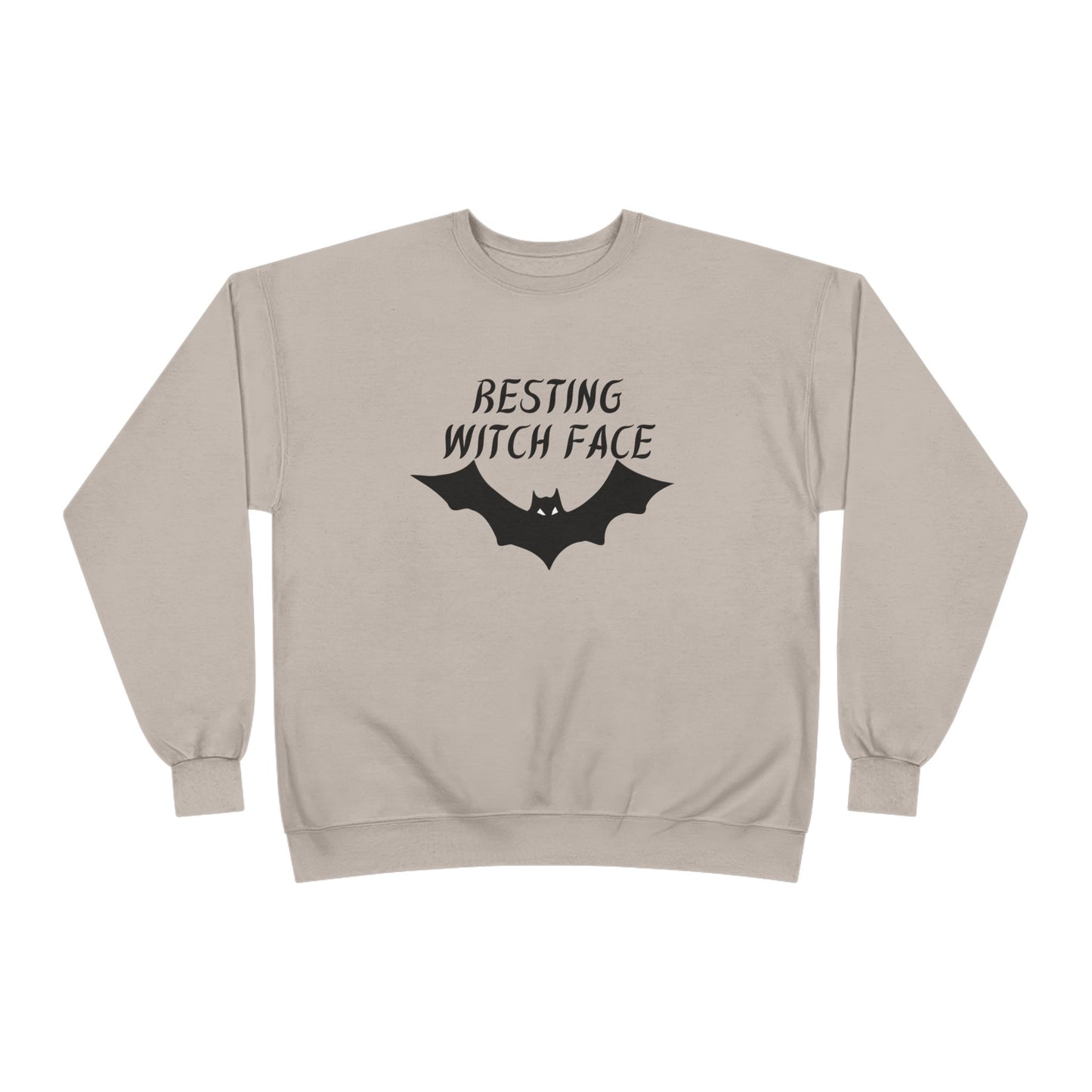 Resting Witch Face Eco-Friendly Crewneck Sweatshirt, Unisex Halloween Apparel, Cozy Fall Fashion, Spooky Gift for Her, Unique Casual Wear