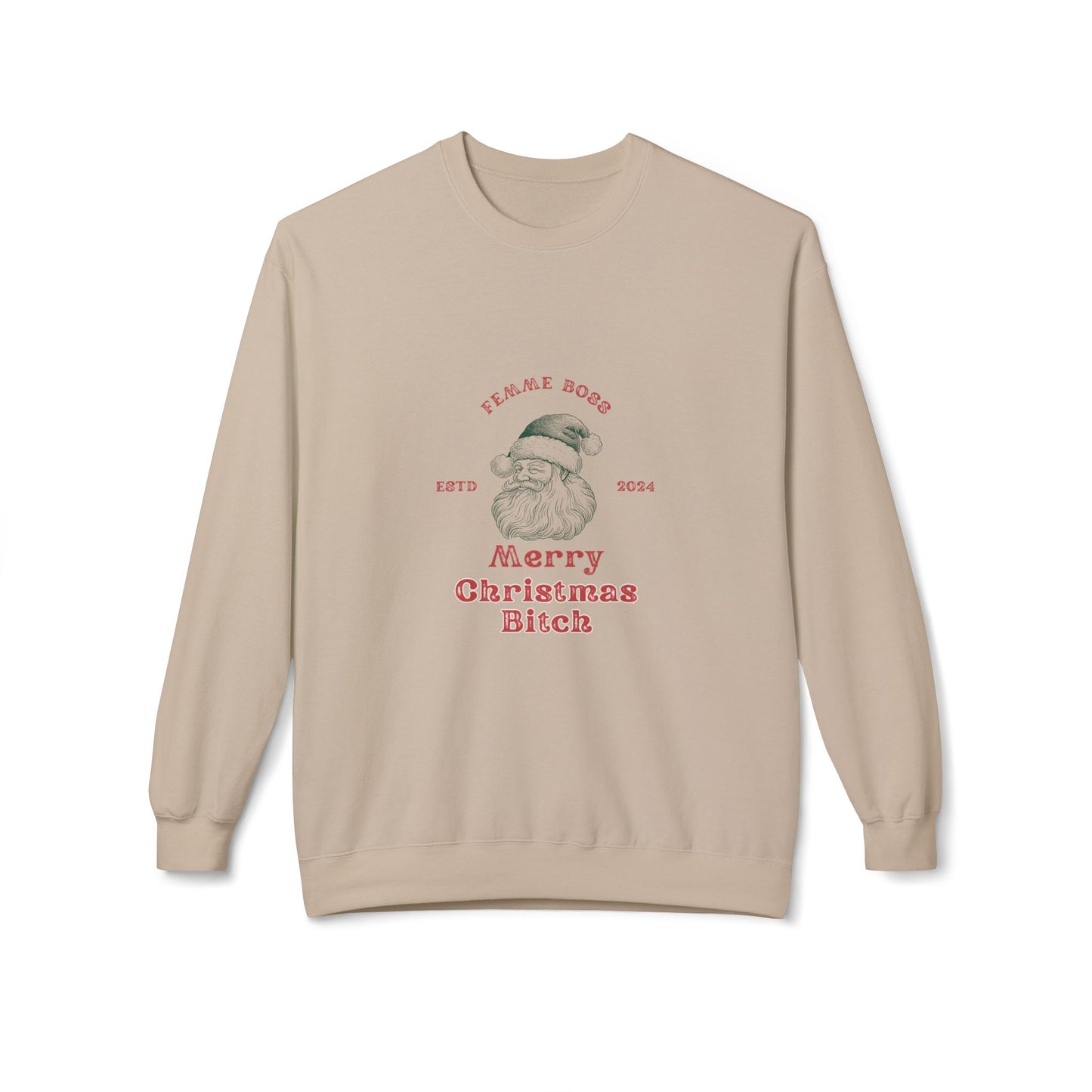 Christmas Sweatshirt, Merry Christmas Bitch Fleece, Unisex Crewneck, Holiday Gift, Cozy Winter Wear