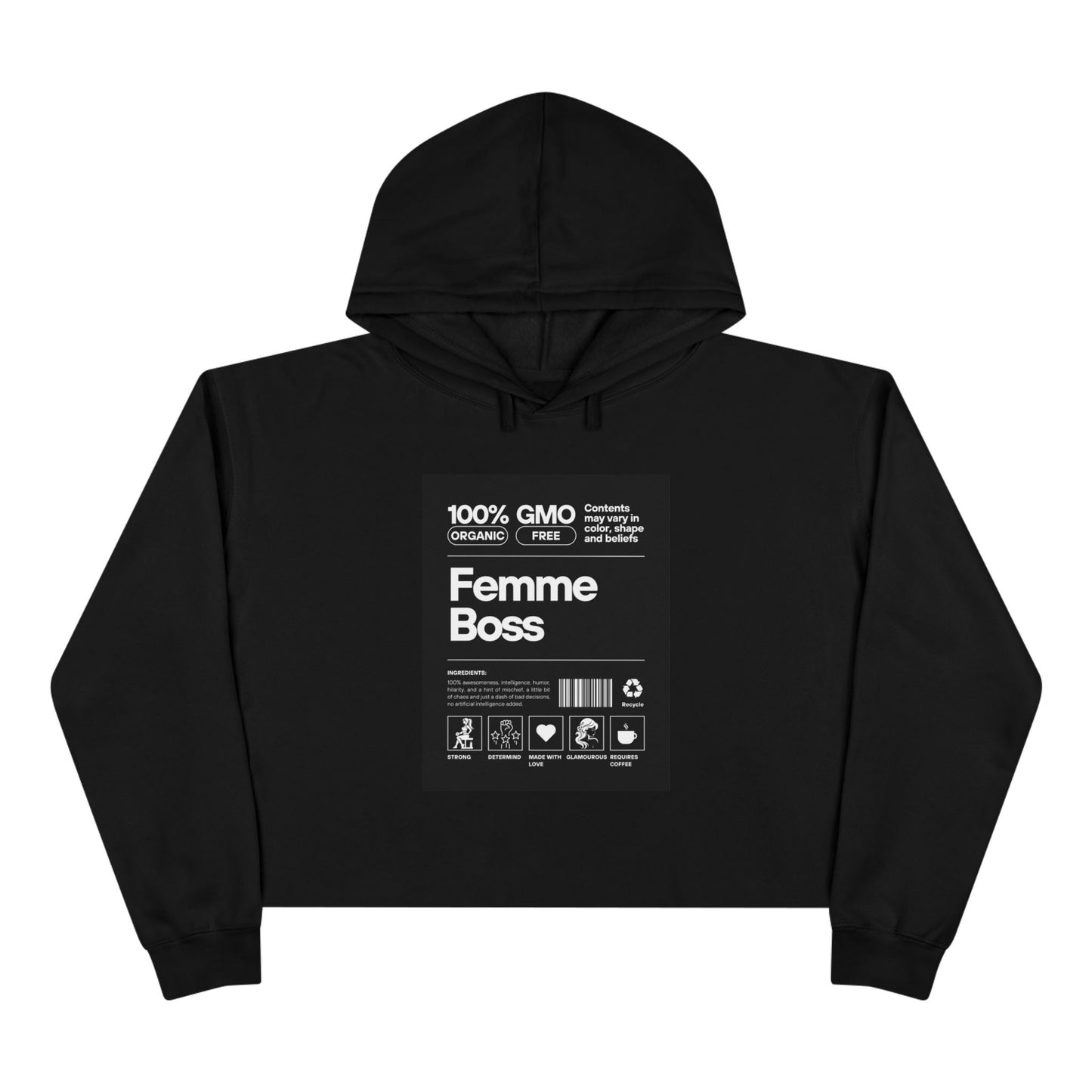 100% Femme Boss Crop Hoodie