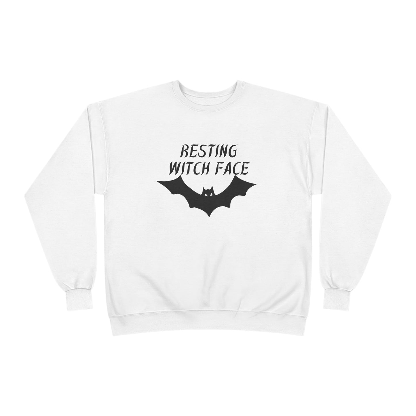 Resting Witch Face Eco-Friendly Crewneck Sweatshirt, Unisex Halloween Apparel, Cozy Fall Fashion, Spooky Gift for Her, Unique Casual Wear