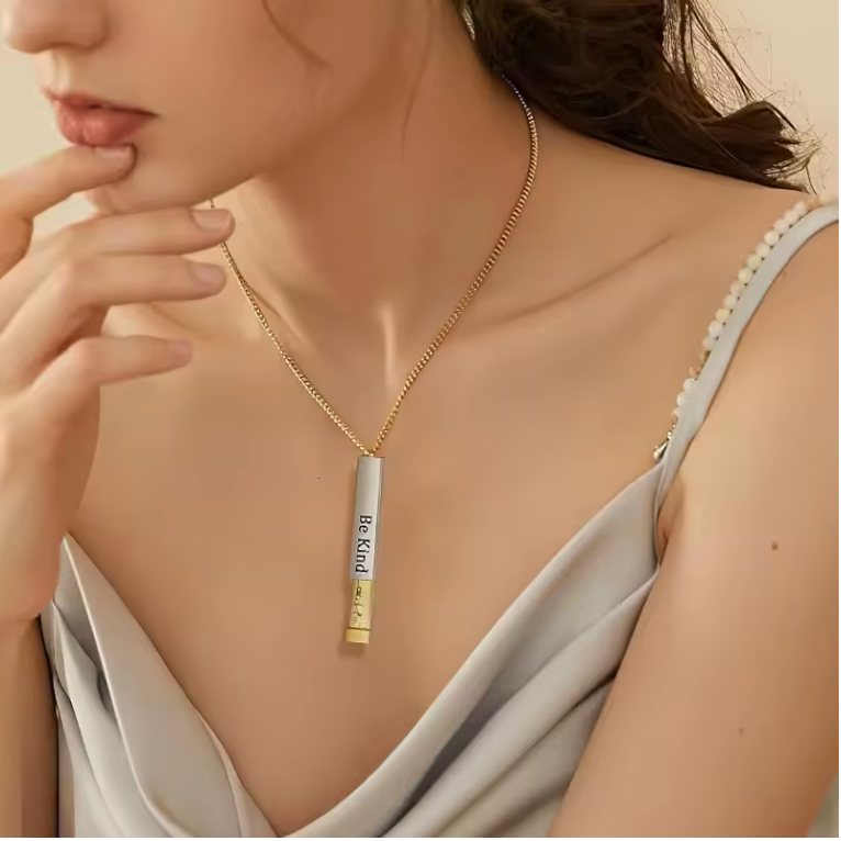 Dual-Tone Hidden Message Pendant Necklace – "Be Kind...of a Bitch" Necklace