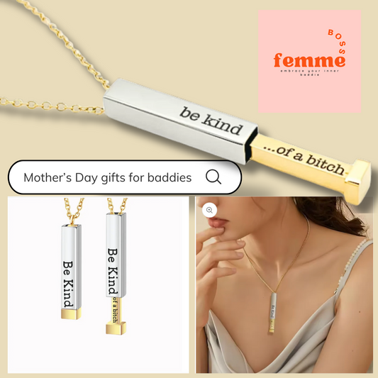 Dual-Tone Hidden Message Pendant Necklace – "Be Kind...of a Bitch" Necklace